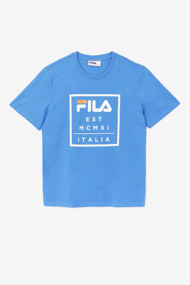 Fila T-Shirt Mens Blue Tenez - Ireland 48571-RPWK